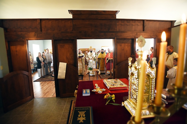 A photograph from behind the iconostasis by acolyte of the church Walter Keathley. Keathley, who is not a member of clergy, received a special blessing to go behind the iconostasis and capture this photograph. (Brenda Ahearn/Daily Inter Lake)