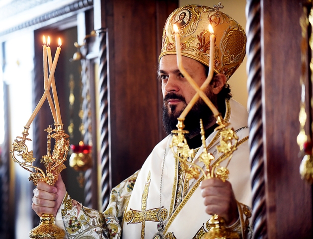 Bishop Maxim, head of theÊSerbian Orthodox diocese of Western America, one of the geographically largest diocese in America, takes part in the blessing of the new temple of Saint Herman Orthodox Church in Kalispell on Sunday, July 19.