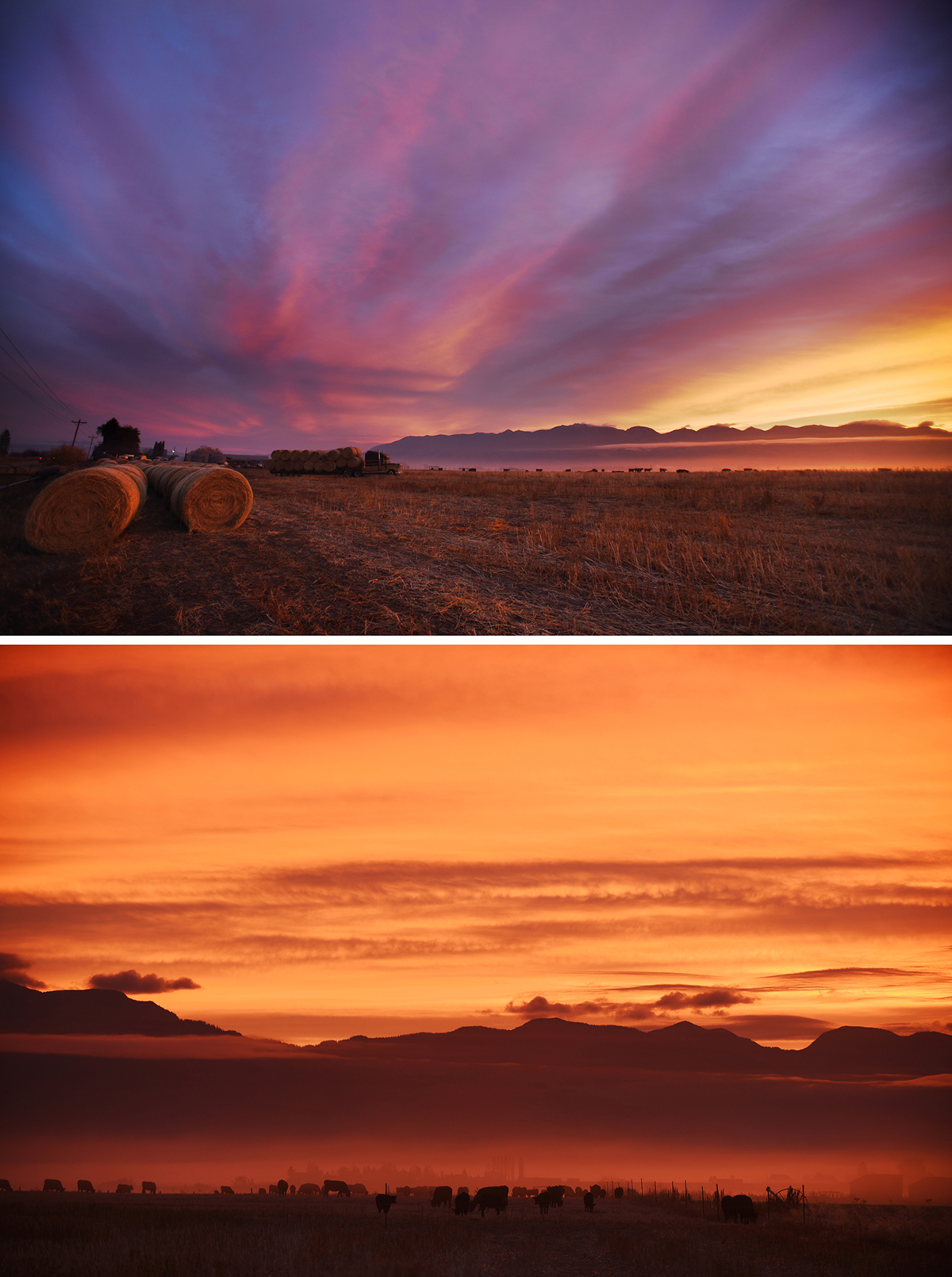 A colorful sunrise lights up the sky from Fairmont and Kinshella Road east of Kalispell on Thursday morning, October 22. I posted both of these photos to the Daily Inter Lake Facebook page and we let the readers pick which one would run in the paper. The top photo was the hands-down winner.