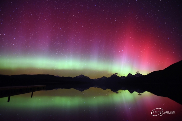 A view of the Northern Lights over Lake McDonald at 11:56 p.m. on Thursday, April 9, in Glacier National Park. (Brenda Ahearn/Daily Inter Lake)